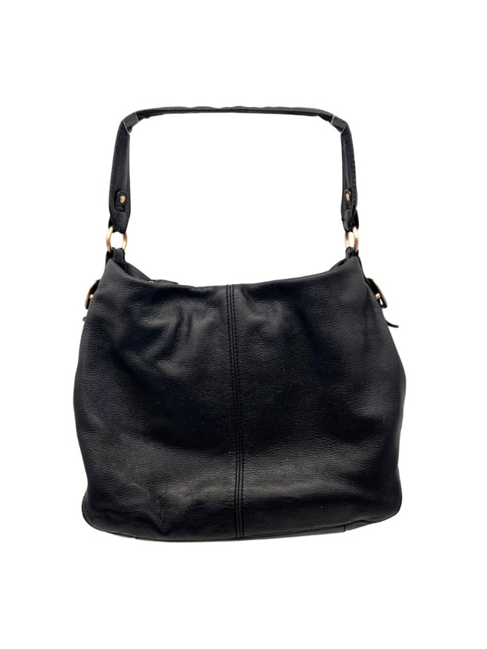 Michael Kors Soft Black Leather Shoulder Bag Purse Gold Tone Hardware 14"x12"x4" - Picture 4 of 15